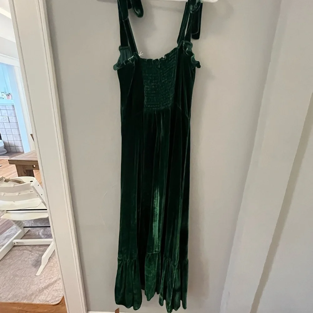 Reformation Antoinette Velvet Dress in Emerald - Picture 11 of 15